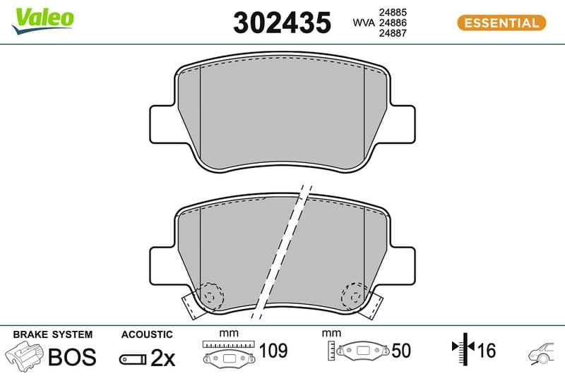 set placute frana,frana disc VALEO ESSENTIAL 302435