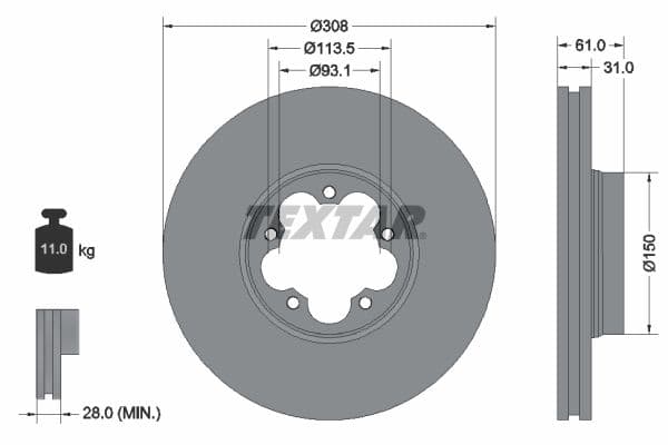 Disc frana TEXTAR PRO 92274303