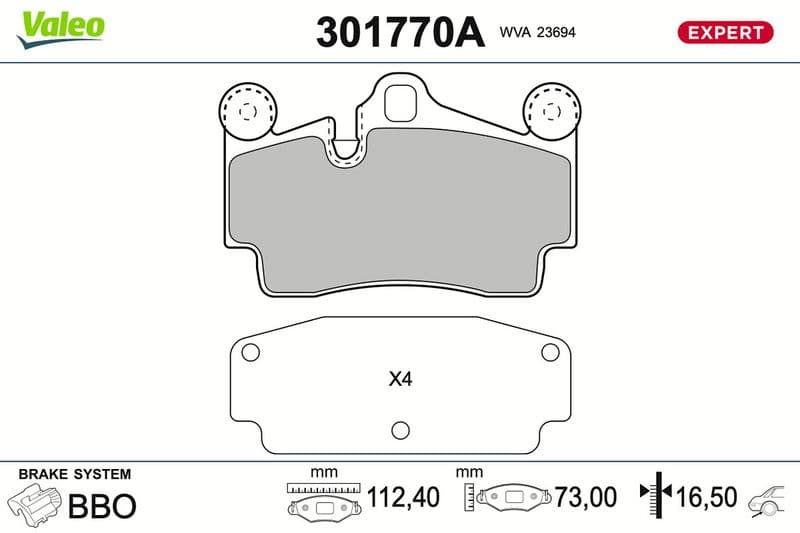 set placute frana,frana disc VALEO 301770A