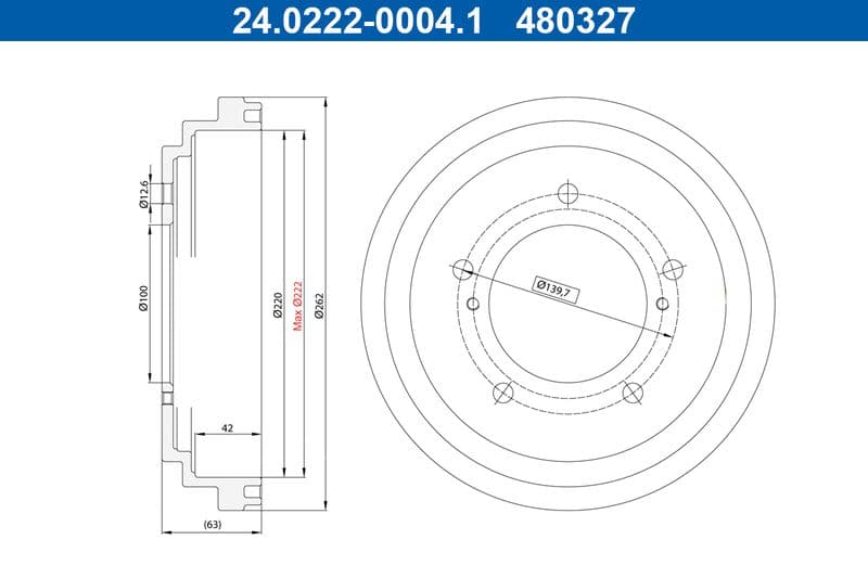Tambur frana ATE 24.0222-0004.1
