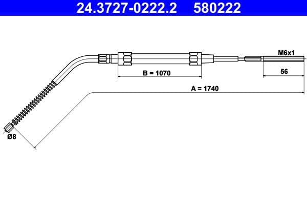 Cablu, frana de parcare ATE 24.3727-0222.2