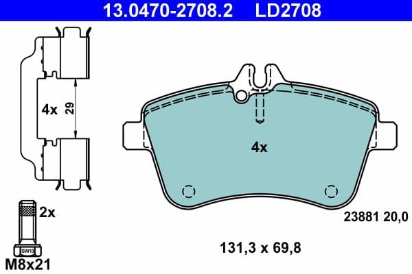 set placute frana,frana disc ATE Ceramic 13.0470-2708.2