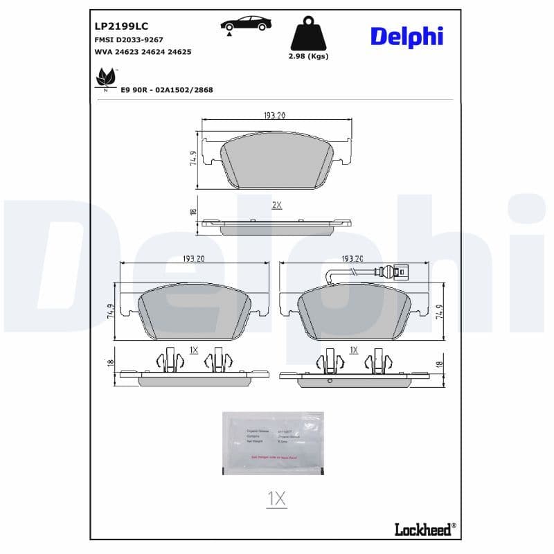 set placute frana,frana disc DELPHI LP2199LC