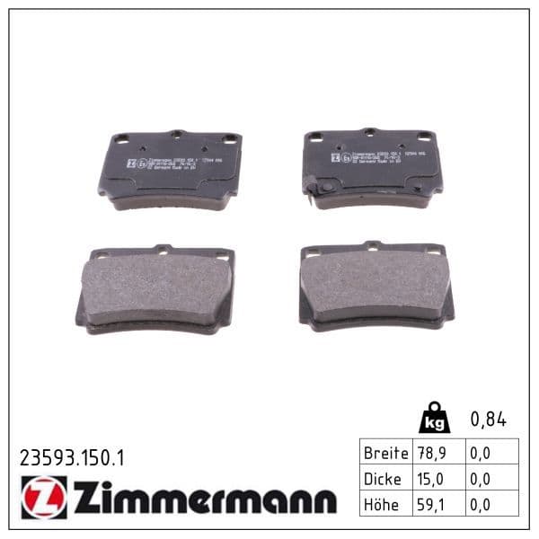 set placute frana,frana disc ZIMMERMANN 23593.150.1