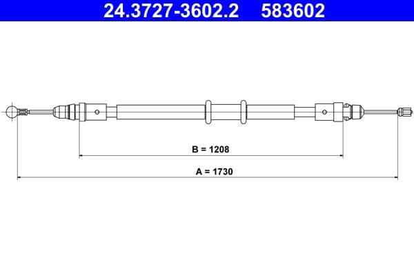 Cablu, frana de parcare ATE 24.3727-3602.2