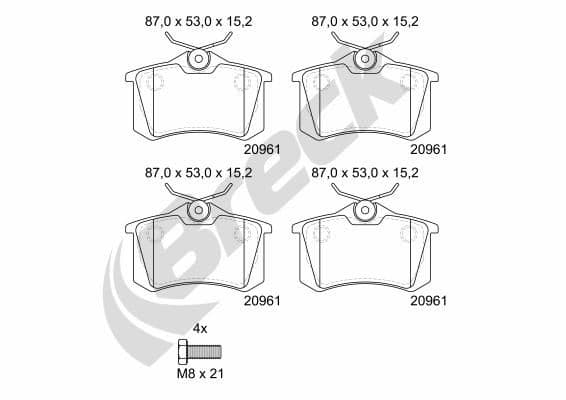 set placute frana,frana disc BRECK 20961 00 704 00