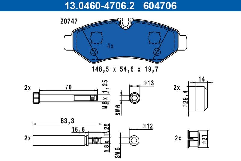 set placute frana,frana disc ATE 13.0460-4706.2