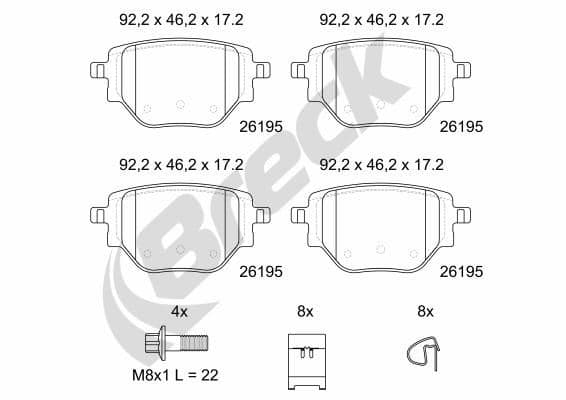 set placute frana,frana disc BRECK 26195 00 704 00