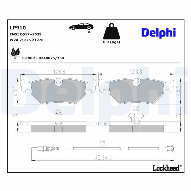 set placute frana,frana disc DELPHI LP910
