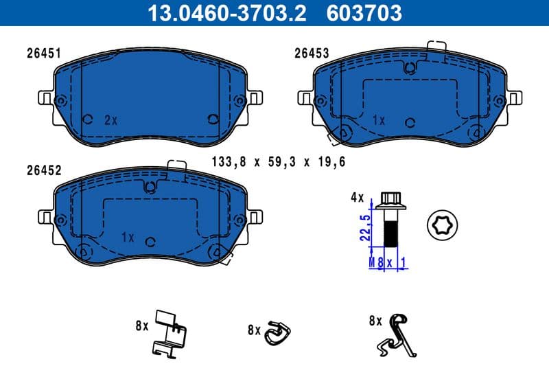 set placute frana,frana disc ATE 13.0460-3703.2