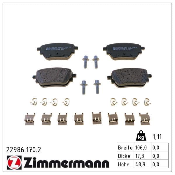 set placute frana,frana disc ZIMMERMANN 22986.170.2