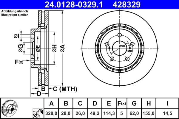 Disc frana ATE 24.0128-0329.1