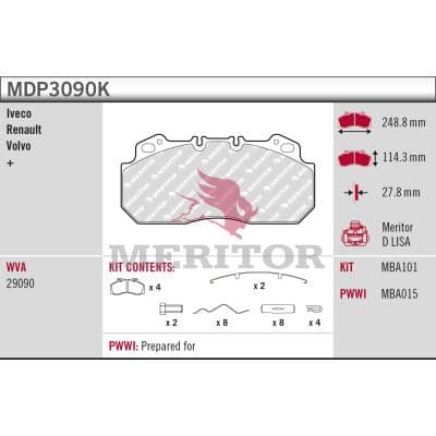 set placute frana,frana disc MERITOR BRAKE PAD KIT MDP3095K