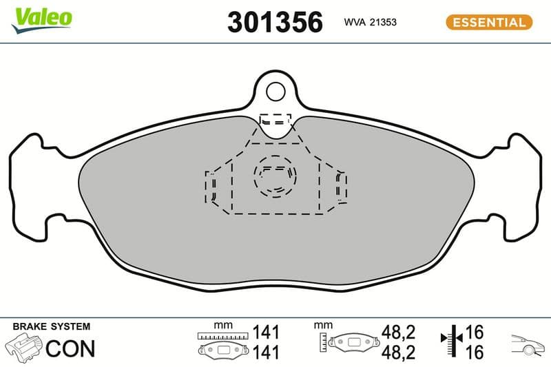 set placute frana,frana disc VALEO ESSENTIAL 301356