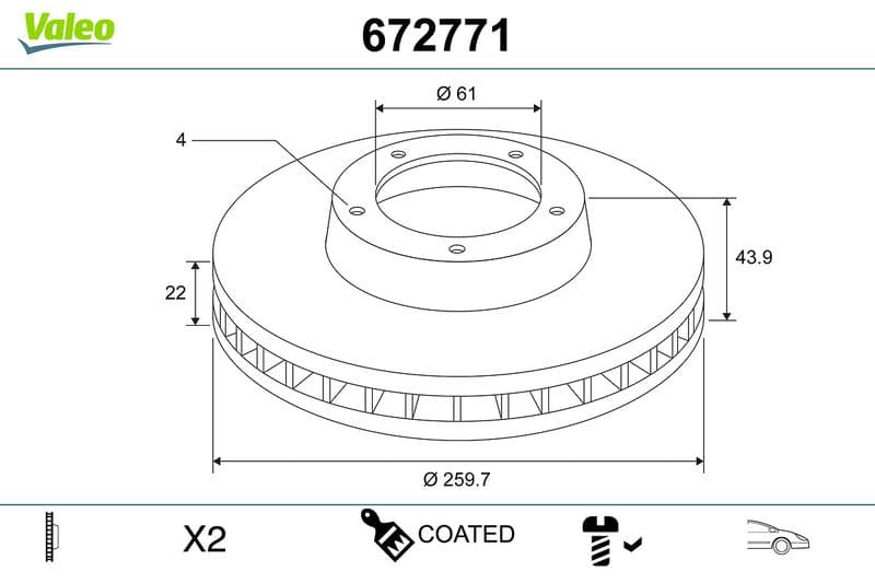 Disc frana VALEO COATED 672771