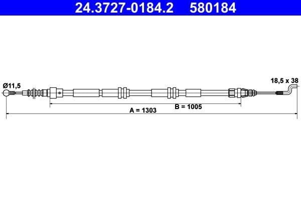 Cablu, frana de parcare ATE 24.3727-0184.2