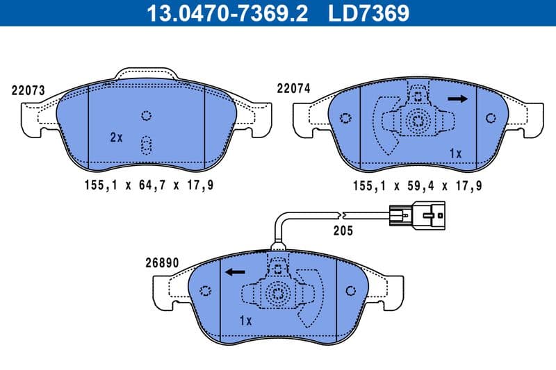 set placute frana,frana disc ATE Ceramic 13.0470-7369.2