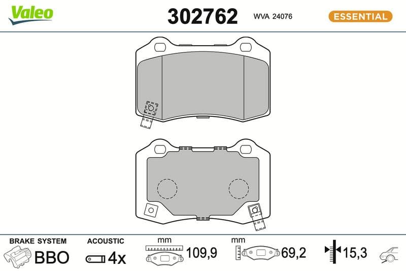 set placute frana,frana disc VALEO 302762