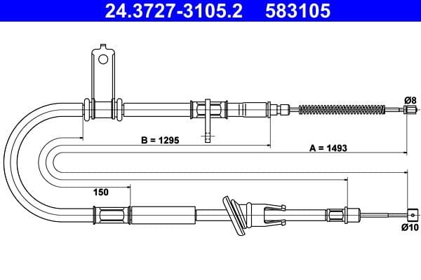 Cablu, frana de parcare ATE 24.3727-3105.2