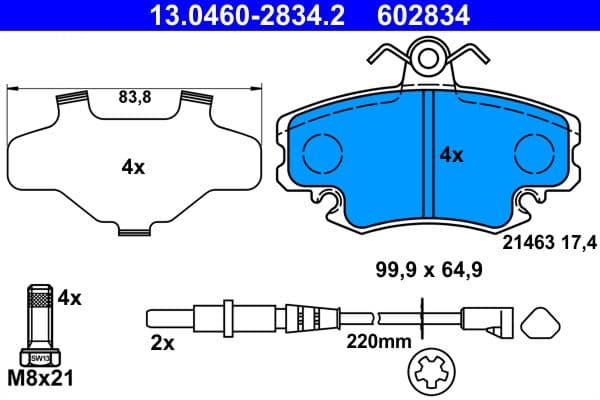 set placute frana,frana disc ATE 13.0460-2834.2