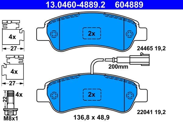 set placute frana,frana disc ATE 13.0460-4889.2