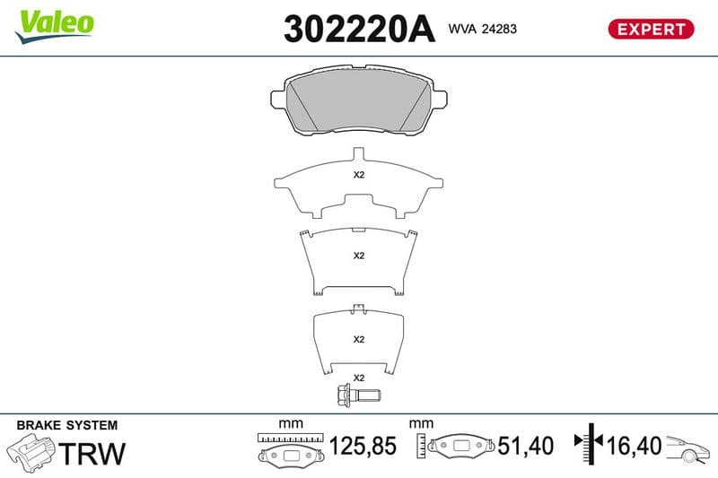 set placute frana,frana disc VALEO 302220A