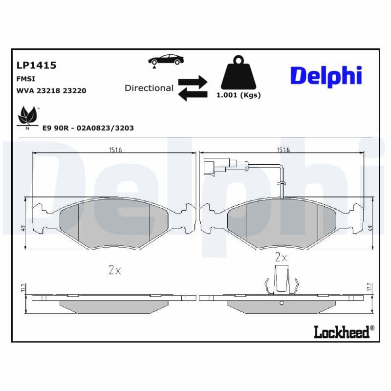 set placute frana,frana disc DELPHI LP1415