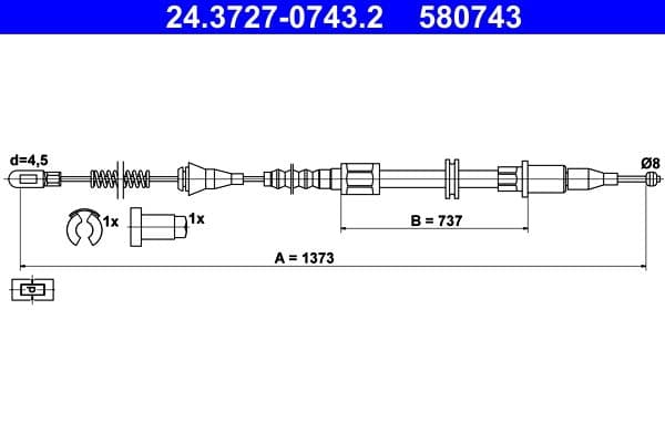 Cablu, frana de parcare ATE 24.3727-0743.2