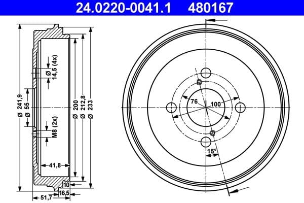 Tambur frana ATE 24.0220-0041.1
