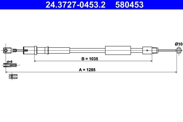 Cablu, frana de parcare ATE 24.3727-0453.2