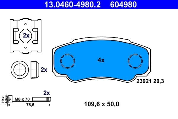 set placute frana,frana disc ATE 13.0460-4980.2