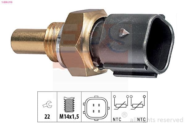senzor,temperatura lichid de racire EPS Made in Italy - OE Equivalent 1.830.316