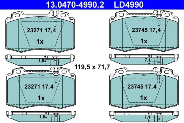 set placute frana,frana disc ATE Ceramic 13.0470-4990.2