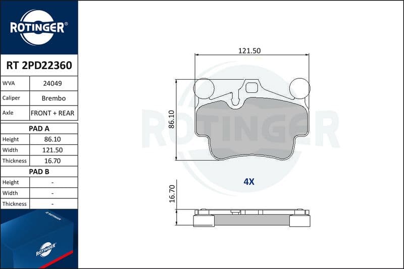 set placute frana,frana disc ROTINGER RT 2PD22360