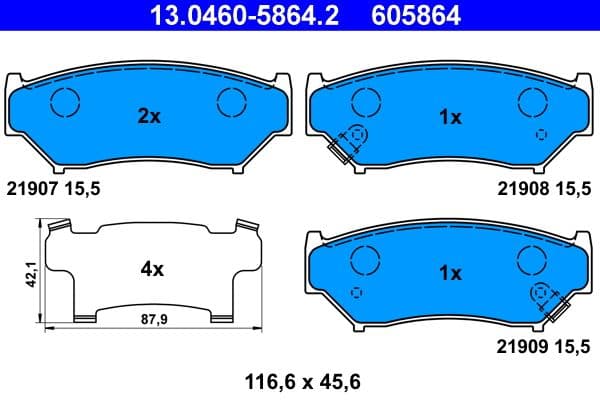 set placute frana,frana disc ATE 13.0460-5864.2