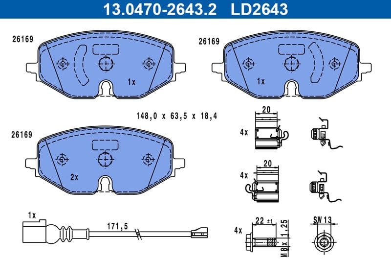 set placute frana,frana disc ATE Ceramic 13.0470-2643.2