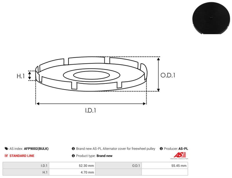 Fulie, alternator AS-PL AS AFP9002(BULK)