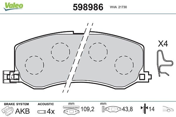 set placute frana,frana disc VALEO 598986