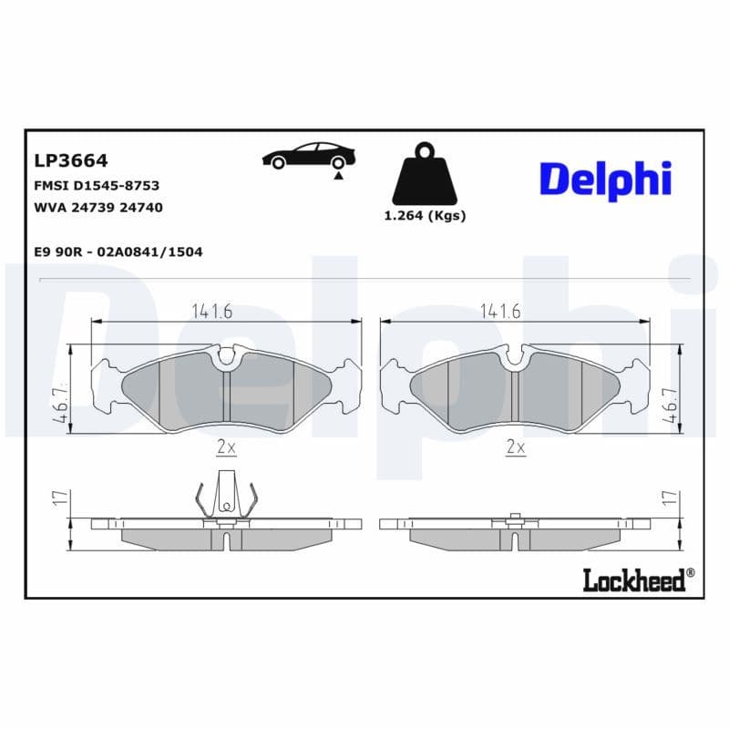 set placute frana,frana disc DELPHI LP3664