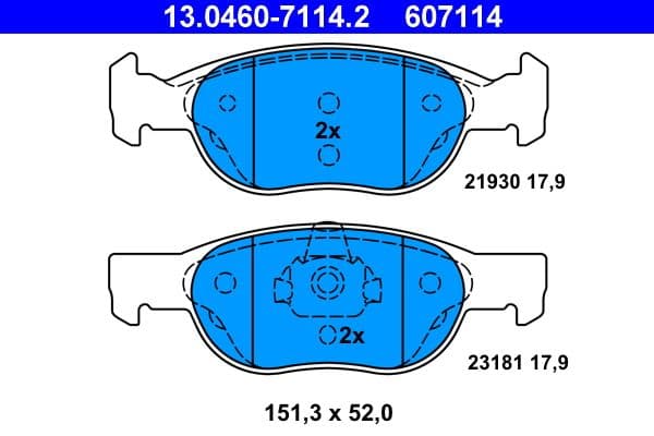 set placute frana,frana disc ATE 13.0460-7114.2