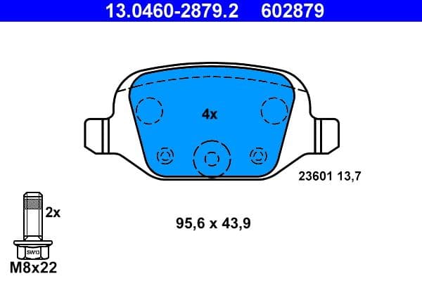 set placute frana,frana disc ATE 13.0460-2879.2