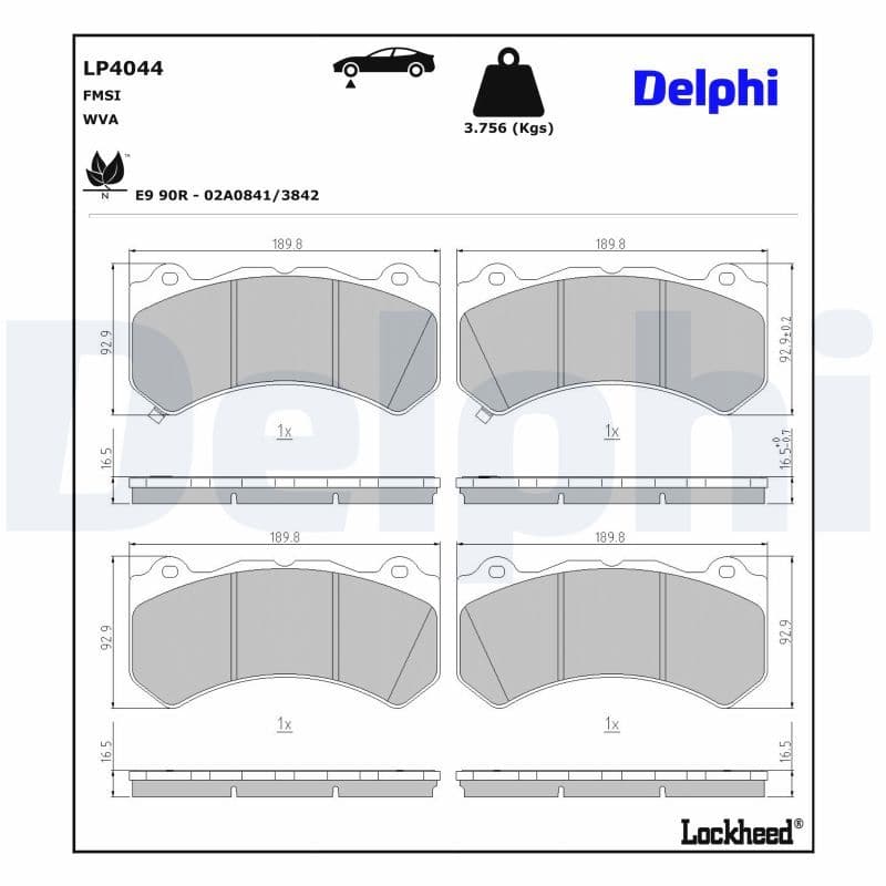 set placute frana,frana disc DELPHI LP4044