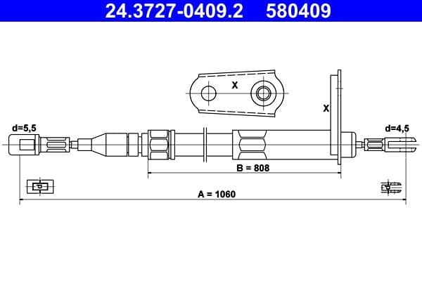 Cablu, frana de parcare ATE 24.3727-0409.2