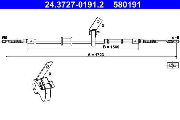 Cablu, frana de parcare ATE 24.3727-0191.2