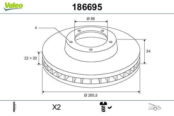 Disc frana VALEO 186695