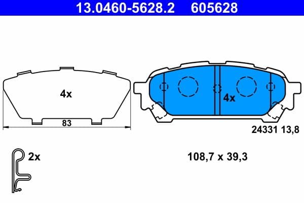 set placute frana,frana disc ATE 13.0460-5628.2