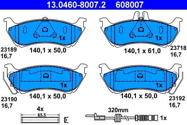 set placute frana,frana disc ATE 13.0460-8007.2