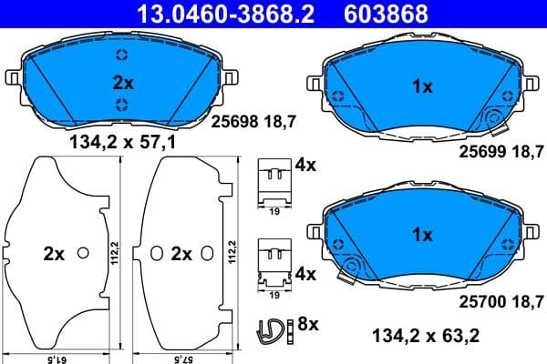 set placute frana,frana disc ATE 13.0460-3868.2