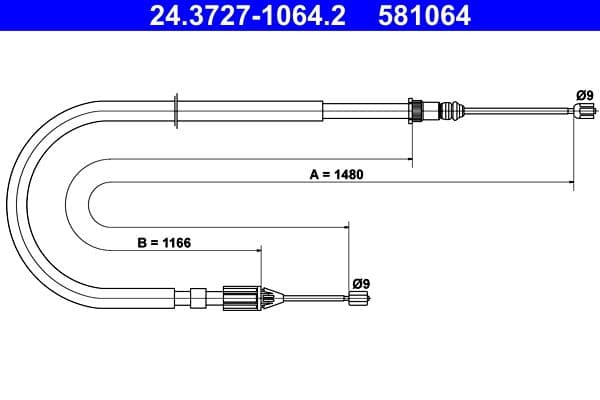 Cablu, frana de parcare ATE 24.3727-1064.2