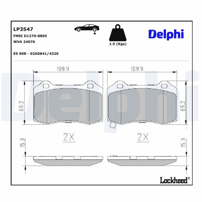 set placute frana,frana disc DELPHI LP3547